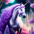 Beautiful whimsical unicorn horse with pink, light lilac