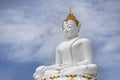 Beautiful white ancient buddha statue for thai people and foreign travelers travel visit and respect praying and blessing wish Royalty Free Stock Photo