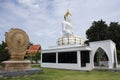 Beautiful white ancient buddha statue for thai people and foreign travelers travel visit and respect praying and blessing wish Royalty Free Stock Photo