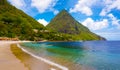 Beautiful white beach in Saint Lucia, Caribbean Islands Royalty Free Stock Photo