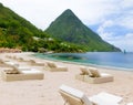 Beautiful white beach in Saint Lucia, Caribbean Islands Royalty Free Stock Photo