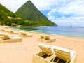 Beautiful white beach in Saint Lucia, Caribbean Islands Royalty Free Stock Photo