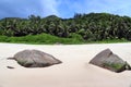 Beautiful white beaches on the paradise islands Seychelles fotographed on a sunny day