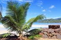 Beautiful white beaches on the paradise islands Seychelles fotographed on a sunny day