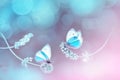 Beautiful white blue butterflies on the flowers of lavender. Summer spring natural image in blue and purple tones Royalty Free Stock Photo