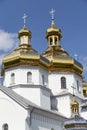 Golden domes. Orthodox Church of St. Nicholas.  Busk city. Lviv region. Ukraine Royalty Free Stock Photo