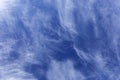 Beautiful white cirrus clouds on a summer day with beautiful and clear blue sky.