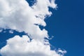 Beautiful white clouds against blue sky background, copy space. Royalty Free Stock Photo