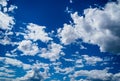 Beautiful white clouds against blue sky background, copy space Royalty Free Stock Photo