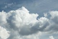 Beautiful white clouds against the blue sky with a trace of the plane Royalty Free Stock Photo