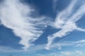 Beautiful white clouds on a blue sky closeup as a background.