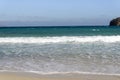 Beautiful white clouds on blue sky over calm sea with sunlight reflection, Bali Indonesia. Tranquil sea harmony of calm water surf Royalty Free Stock Photo