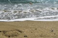 Beautiful white clouds on blue sky over calm sea with sunlight reflection, Bali Indonesia. Tranquil sea harmony of calm water surf Royalty Free Stock Photo