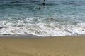 Beautiful white clouds on blue sky over calm sea with sunlight reflection, Bali Indonesia. Tranquil sea harmony of calm water surf Royalty Free Stock Photo