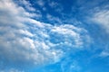 Beautiful white clouds, cumulonimbus, cumulus, rain clouds against a blue sky. Picturesque, fantastic white clouds