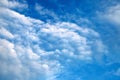 Beautiful white clouds, cumulonimbus, cumulus, rain clouds in a blue sky. Picturesque, fantastic white clouds. Plain