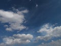 Beautiful white clouds on dark blue summer sky. Royalty Free Stock Photo