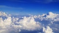 Beautiful white clouds are marching in the blue sky, viewed from high altitude