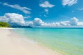 Beautiful white cumulus clouds over the azure sea Royalty Free Stock Photo