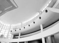 Beautiful white curve inside building interior designed and Architecture detail at ceiling floor in monochrome tone