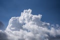 Beautiful white and dark clouds on the blue sky with sun beams Royalty Free Stock Photo