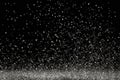 AI generated. Beautiful white decorative confetti on a festive dark black bokeh background