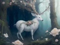 Beautiful white deer in a beautiful imaginary world