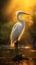 beautiful white egret photo with sunset view Royalty Free Stock Photo