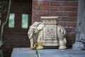 Beautiful white elephant statue in buddhist temple in Trang An, Ninh Binh, Vietnam Royalty Free Stock Photo