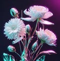 Beautiful white flower with neon electro rays