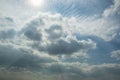 Beautiful white fluffy clouds against blue sky, natural background Royalty Free Stock Photo