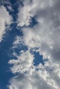 Beautiful white fluffy clouds against blue sky, natural background Royalty Free Stock Photo