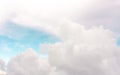 Beautiful white fluffy cloudy on bright turquoise and blue pastel sky in a suny day Royalty Free Stock Photo