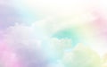 Beautiful white fluffy clouds on bright turquoise and blue pastel sky in a suny day Royalty Free Stock Photo