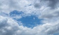 Beautiful white fluffy cloud formation on vivid blue sky know as raincloud