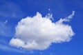 Beautiful white fluffy cumulus cloud floating on vivid blue sky Royalty Free Stock Photo
