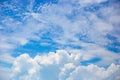 Beautiful white fluffy and feathery clouds against the blue sky. Natural delicate background for text Royalty Free Stock Photo