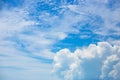 Beautiful white fluffy and feathery clouds against the blue sky. Natural delicate background for text Royalty Free Stock Photo