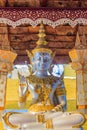 Beautiful white gold Buddha image statue at the public Thai Buddhist temple in Chiang Mai, Thailand Royalty Free Stock Photo