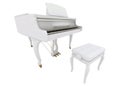 Beautiful white grand piano isolated on white Royalty Free Stock Photo