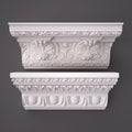 3d rendering beautiful white Gypsum carving decoration of architecture. classic interior detail made of plaster.