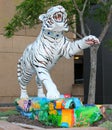 Beautiful White Hand Painted Tiger Statue