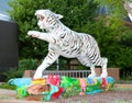 Beautiful White Hand Painted Tiger Statue