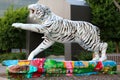 Beautiful White Hand Painted Tiger Statue