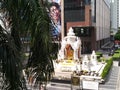 Beautiful white Hindu shrines on roadside in Bangkok, Thailand