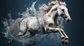 White Horse is running in the water and splashing with black background Royalty Free Stock Photo