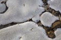 Beautiful white ice surface with frost crystals in a sunlight Royalty Free Stock Photo