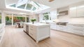 Beautiful white kitchen in new luxury home. Generative Ai Royalty Free Stock Photo