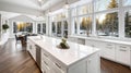 Beautiful white kitchen in new luxury home. Generative Ai Royalty Free Stock Photo