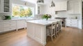 Beautiful white kitchen in new luxury home. Generative Ai Royalty Free Stock Photo